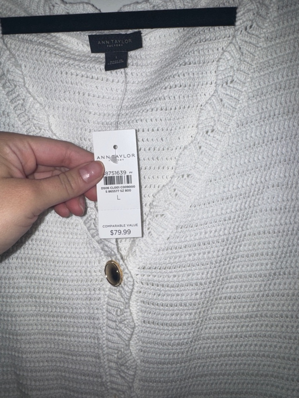 Ann Taylor Factory White Crochet Button croquette prairie feminine Top - Picture 3 of 3